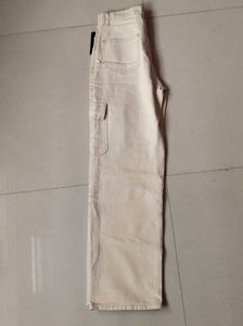 Beige Wide Leg Cargo Pants