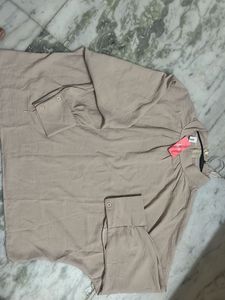 Elegant Beige Top with Button Cuffs