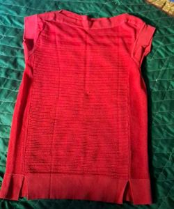 Red Textured Knit Top