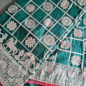 Dark Green Banarasi Saree