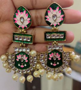 Designer Lotus Pearl Earrings