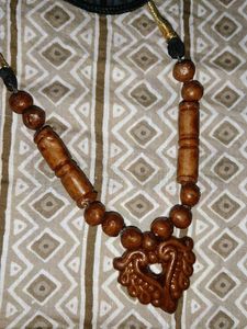 Wooden Beaded Necklace &amp; Earring Set