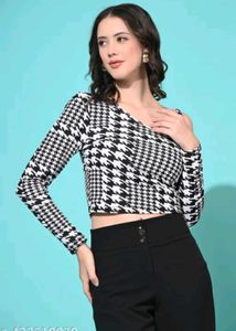 Stylish Houndstooth Print Top