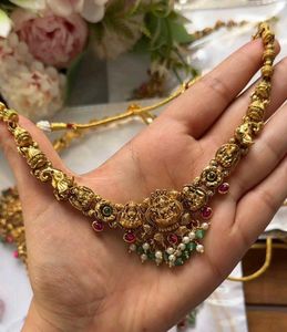 Exquisite Gold Necklace with Lakshmi Motif