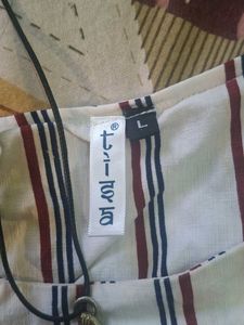 Striped Bell Sleeve Top with Bow Detail