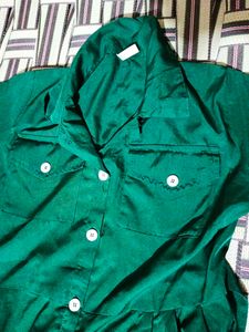 Elegant Green Button-Up Midi Dress