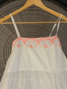 Tiered Maxi Dress with Coral Embroidery