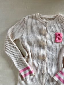 Cute Cream Cardigan with Pink 'B'