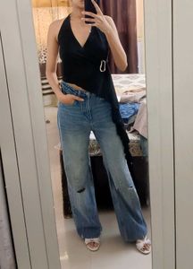 halter neck black top
