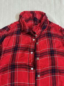 Red Plaid Button-Up Shirt