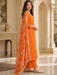 Vibrant Orange Kurta with Dupatta