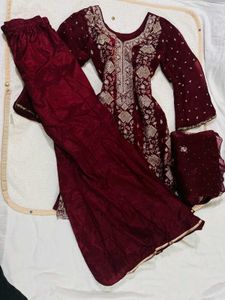 Elegant Maroon sharara Set