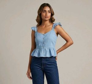 Peplum Top with Button Detail