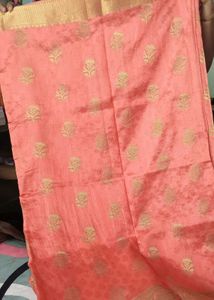 Elegant Peach Silk Saree with Gold Border