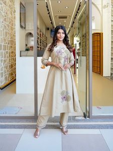 Elegant Beige Embroidered Co-ord Set
