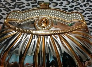 Vintage Metallic Clutch Bag with Rhinestones