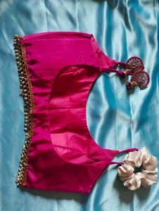 pink blouse with lace padded
