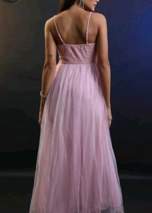 Elegant Pink Lace &amp; Tulle Maxi Dress