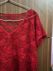 Red Crochet Cover-Up Dress