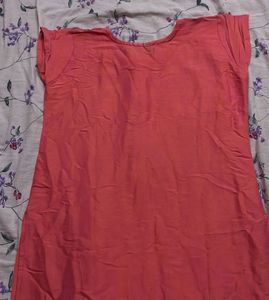 Embroidered Coral Kurta