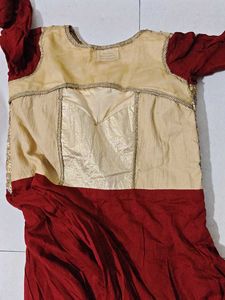 Elegant maroon &amp; Gold gown with dupatta