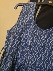 Blue Printed Ethnic Gown