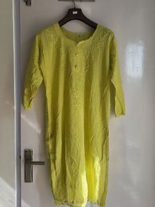 Lime green  Embroidered Kurta