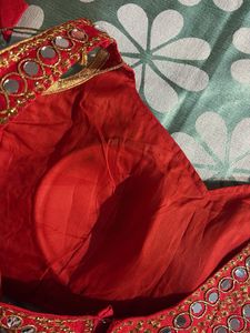 Stunning Red Mirror Work Blouse