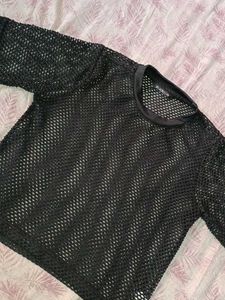 Black Fishnet Mesh Top