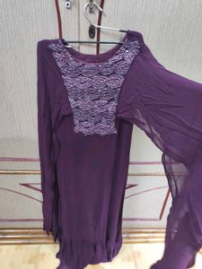 Elegant Purple Embellished Ethnic Gown
