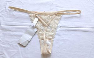 Beige Lace Thong