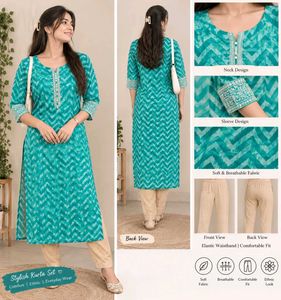 Stylish Teal Chevron Kurta Set