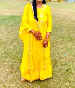 Yellow Embroidered Sharara