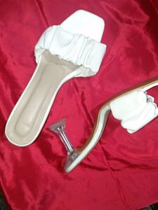 Chic White Ruched Heeled Sandals