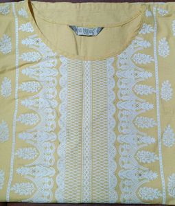 Yellow Embroidered Short Kurti