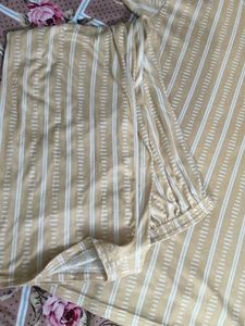 😴Beige Cozy Striped Co-ord Set / Night Suit ✨
