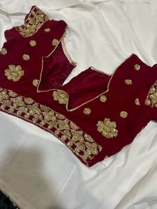 Elegant Embroidered Red Saree with blouse