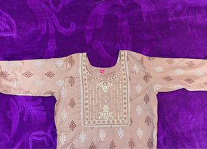 Elegant Beige Printed Kurta Set