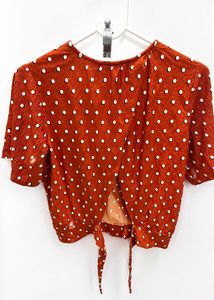 BERSHKA ORANGE POLKA DOT TOP
