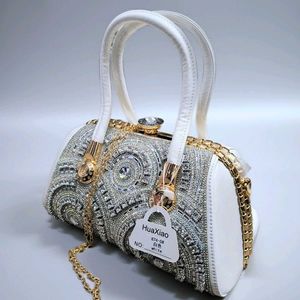Sparkling White Embellished Clutch Bag