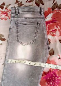 Stylish Grey Jeans with Graphic Print