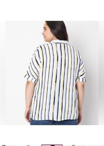VERO MODACurve Women Casual Stripes WhiteShirt