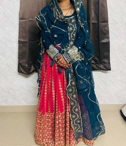 pure vintage Pink &amp; Gold Embroidered Lehenga Choli