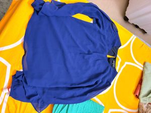 Elegant Royal Blue Sheer Blouse