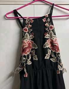 Embroidered Black Maxi Dress