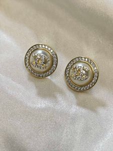 Elegant CC Pearl Stud Earrings