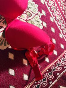 Red Lace Trim Bra 32D