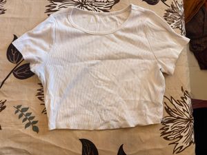 White Striped Crop Top
