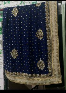 Exquisite Embellished Navy Blue Saree