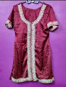 Maroon Skirt With Double Kurti